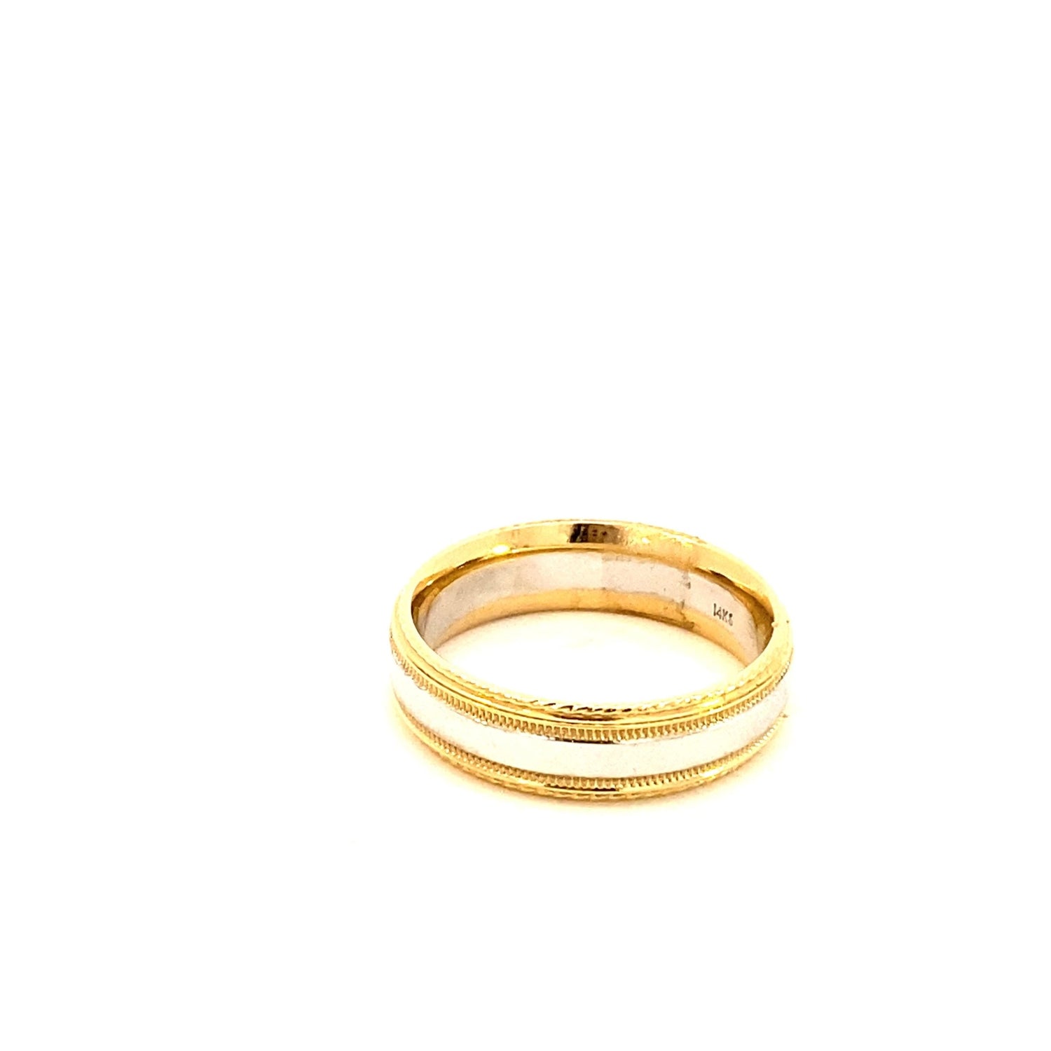 Ring- wedding band 2 tone 6mm - Gaines Jewelers