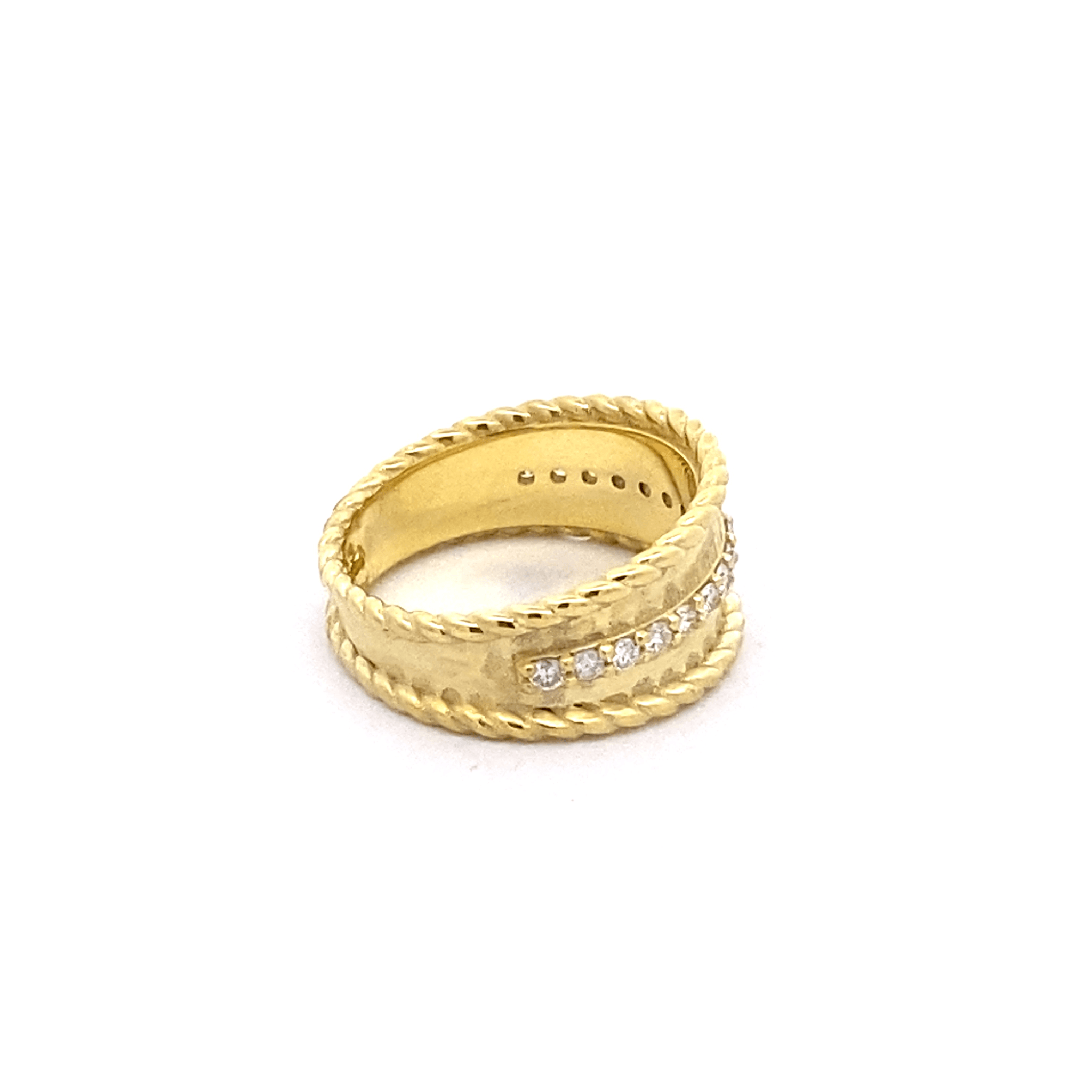 Ring wide band with center row of diamond - Gaines Jewelers