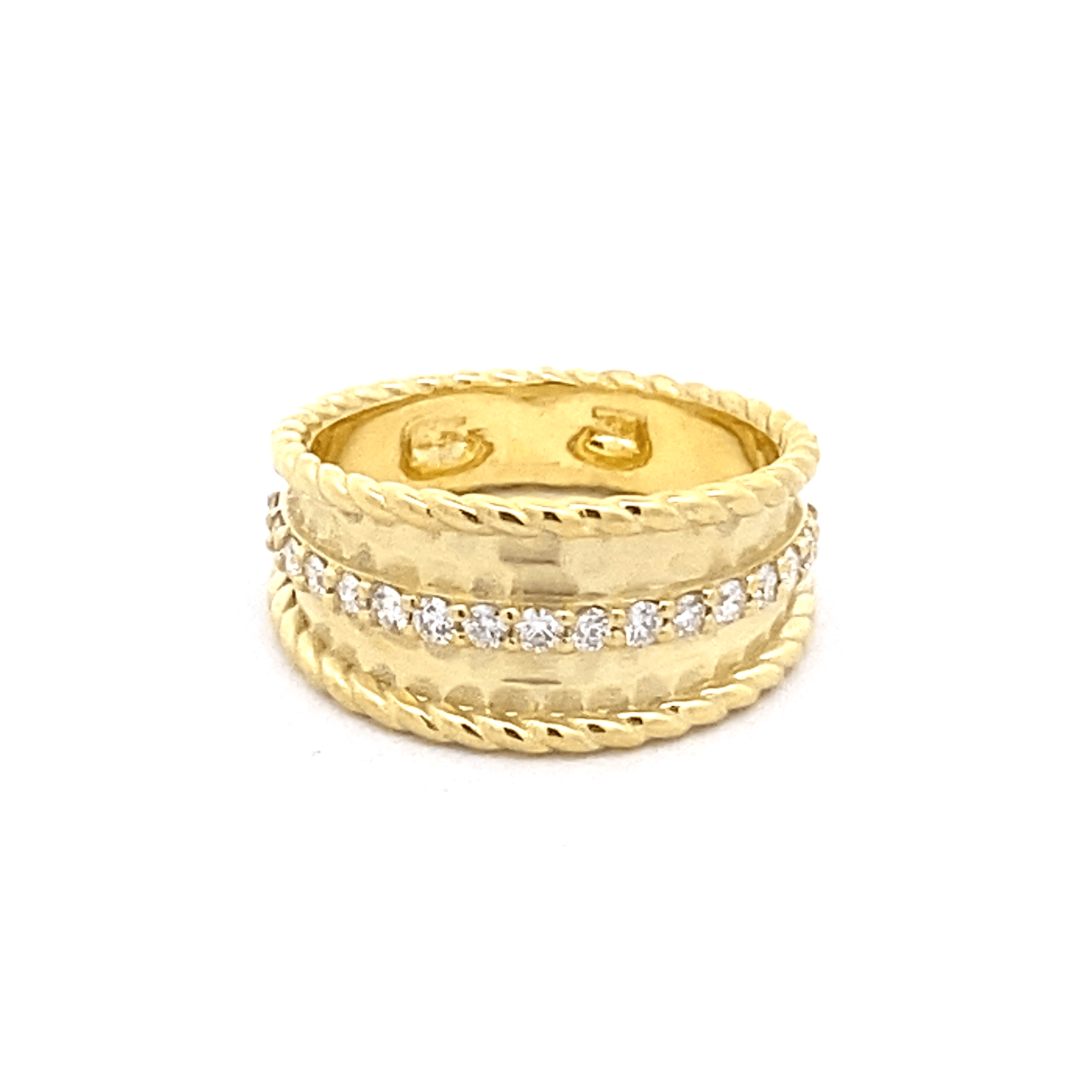 Ring wide band with center row of diamond - Gaines Jewelers