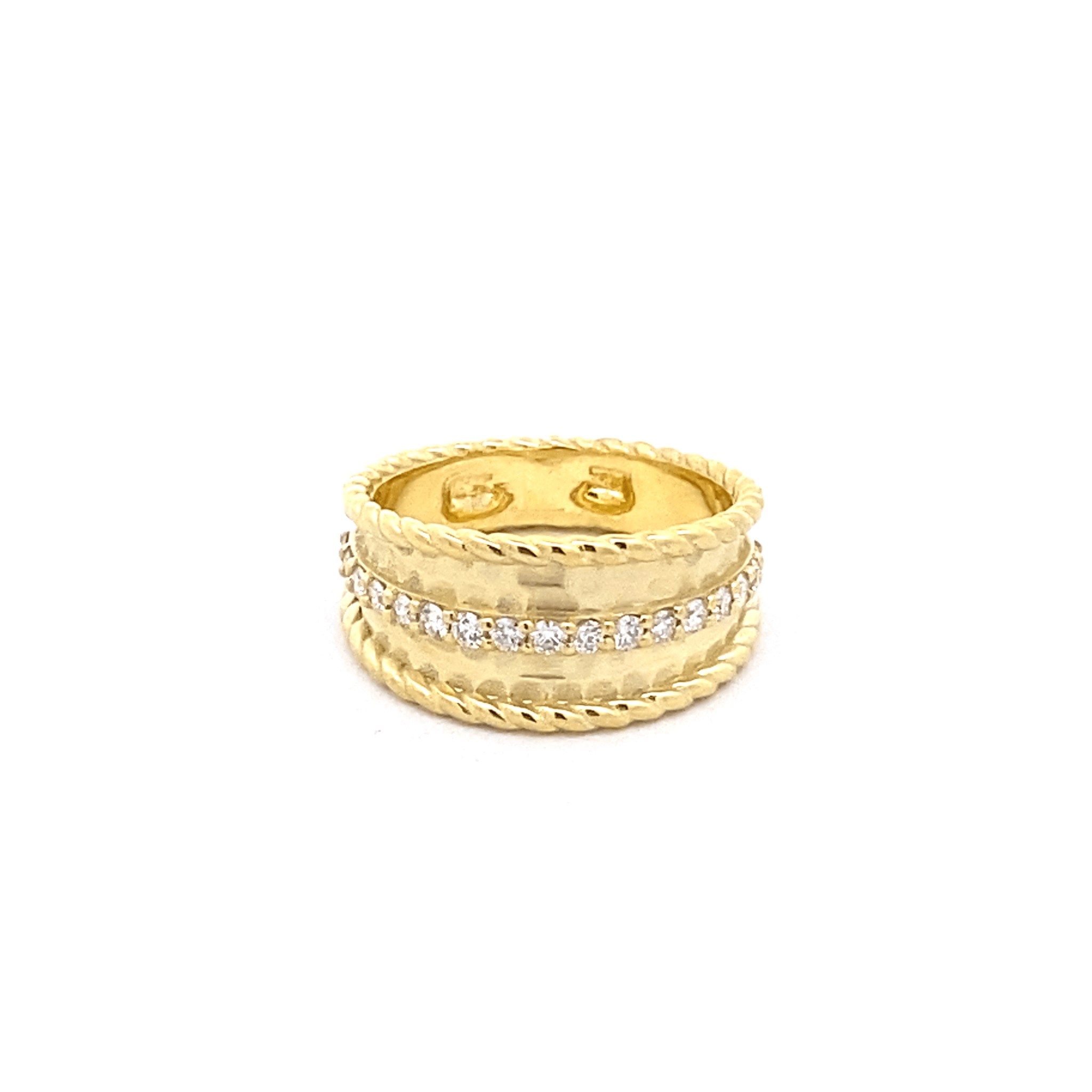 Ring wide band with center row of diamond - Gaines Jewelers