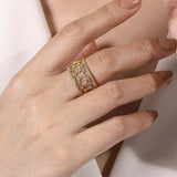 Ring- wide filigree 14kt yg - Gaines Jewelers