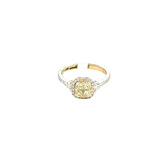 Ring yellow diamond cushion cluster - Gaines Jewelers