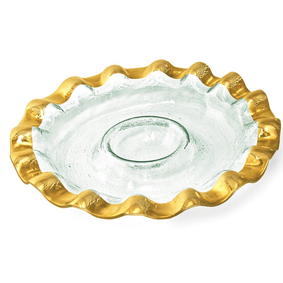 Ruffle Round Chip & Dip - Gold - Annieglass – Gaines Jewelers