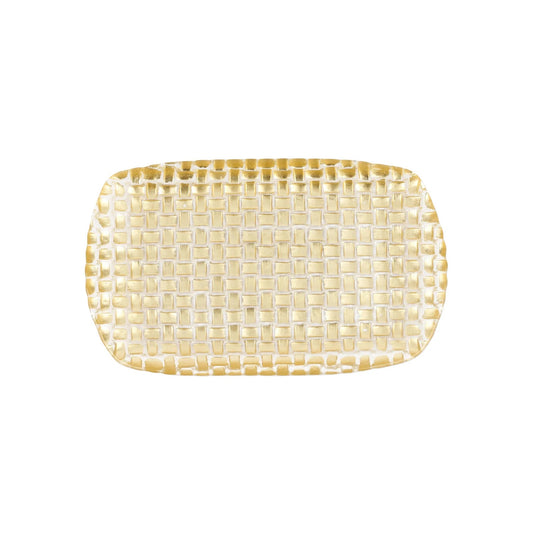 Rufolo Glass Gold Basketweave Rectangular Tray - Gaines Jewelers