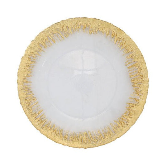 Rufolo Glass Gold Brushstroke Service Plate/Charger - Gaines Jewelers