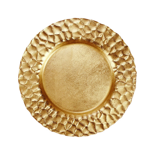 Rufolo Glass Gold Honeycomb Service Plate/Charger - Gaines Jewelers