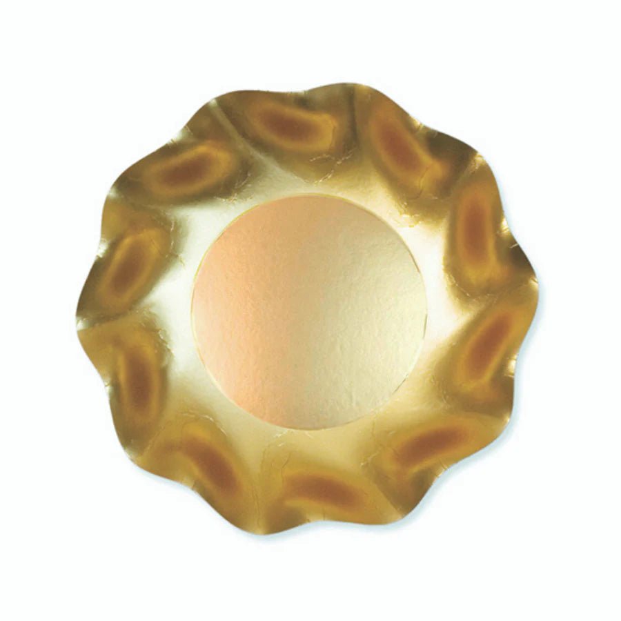 SATIN GOLD WAVY PAPER APPETIZER/DESSERT BOWLS/8PK - Gaines Jewelers