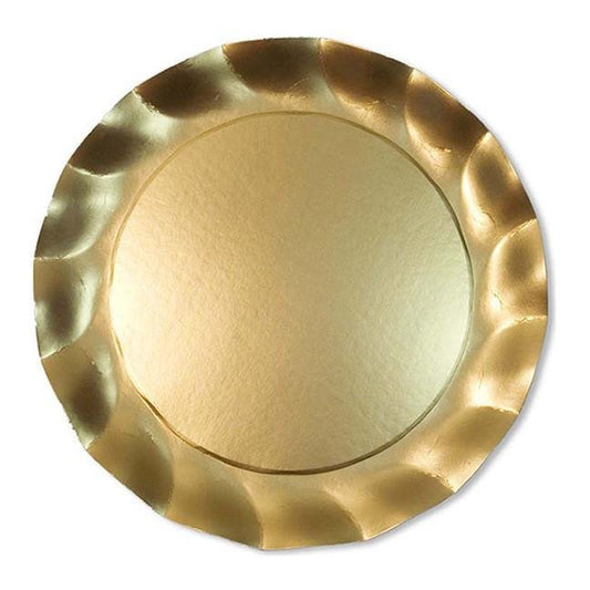 SATIN GOLD WAVY PAPER CHARGER/8PK - Gaines Jewelers