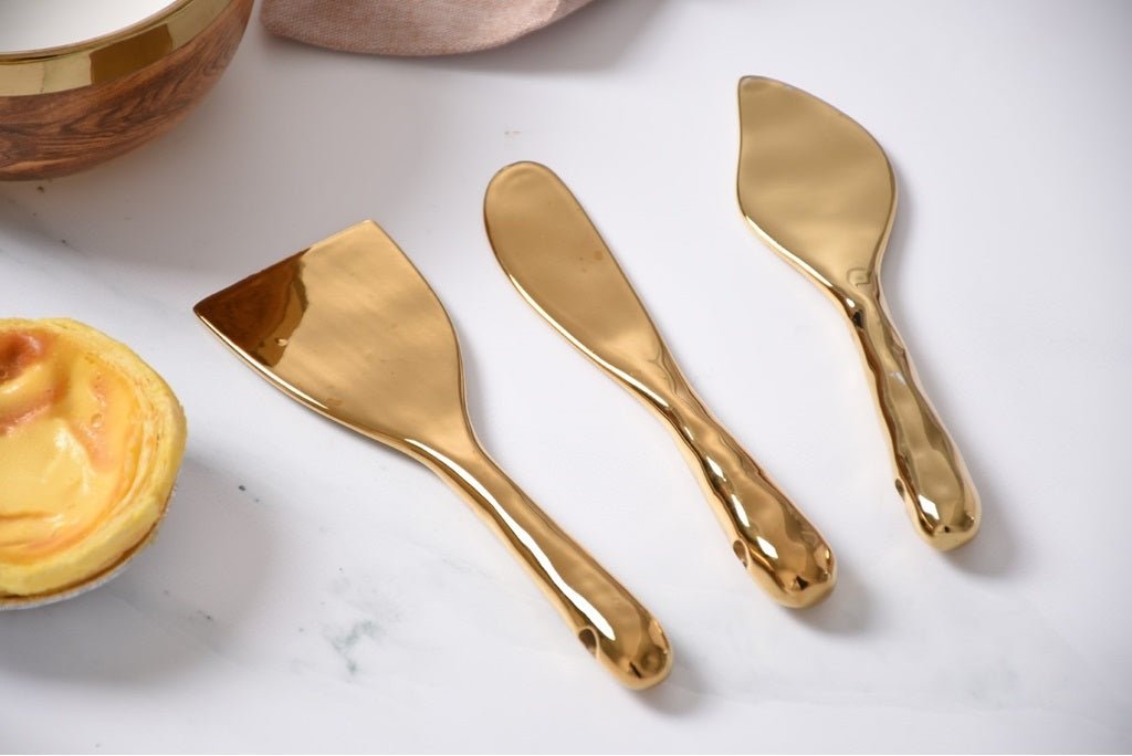 Set of 3 Gold Cheese Knives - Gaines Jewelers