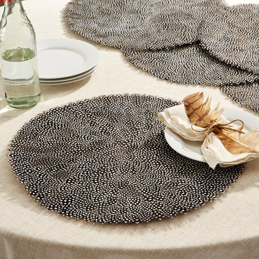 Set of 4 Guinea Fowl Feather Placemats - Feathers - Gaines Jewelers