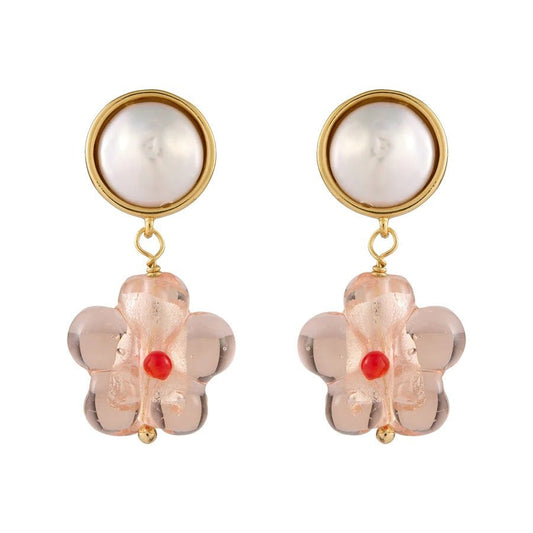 Sienna Pearl Drop Earrings Pink - Gaines Jewelers