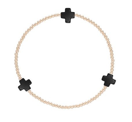 Signature Cross Gold Pattern 2mm Bead Bracelet - Gaines Jewelers