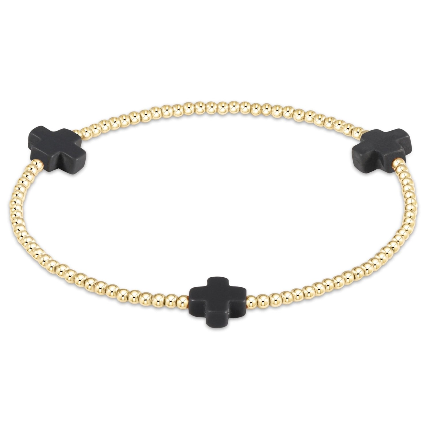Signature Cross Gold Pattern 3mm Bead Bracelet - Gaines Jewelers