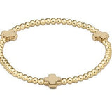 Signature Cross Gold Pattern 3mm Bead Bracelet - Gold - Gaines Jewelers