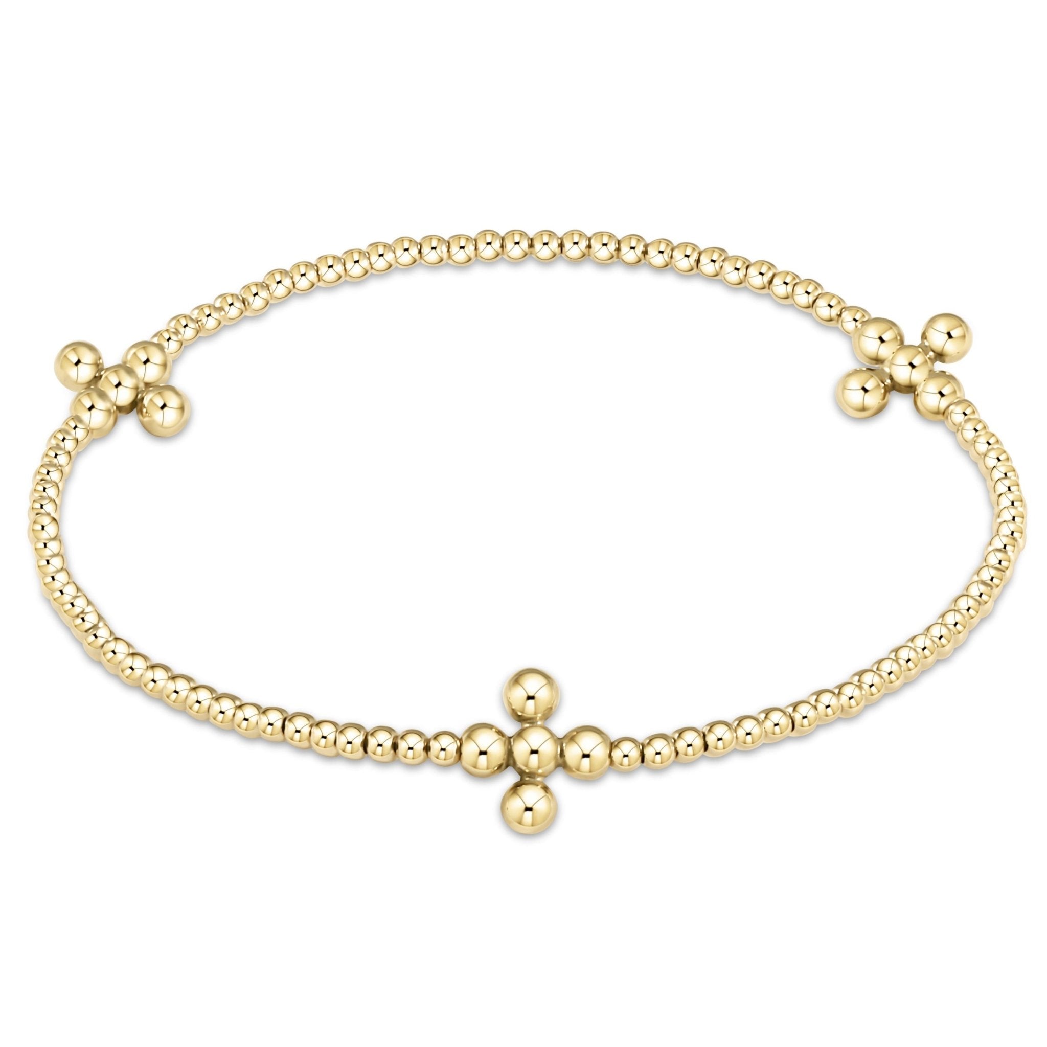 Signature Cross Gold Pattern Bead Bracelet-Beaded Signature Cross - Gaines Jewelers