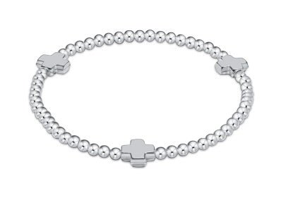 Signature Cross Sterling Pattern 3mm Bead Bracelet - Sterling - Gaines Jewelers