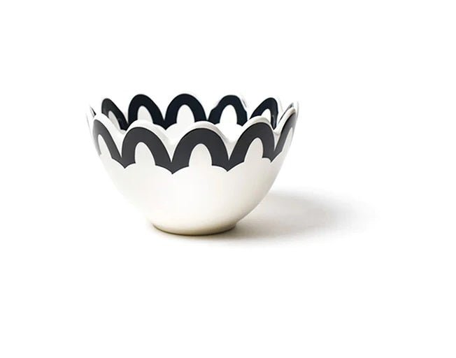 Small Bowl Black Arabesque Trim Scallop - Gaines Jewelers