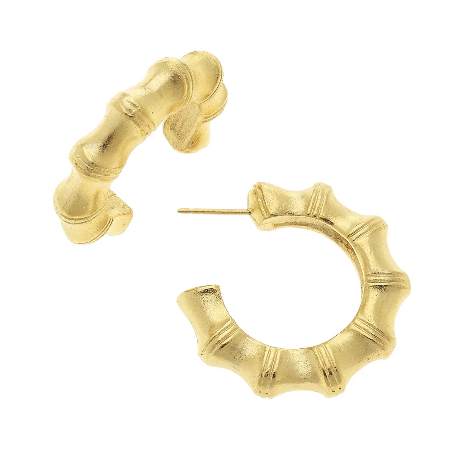 Small Gold Bamboo Hoop Earrings - Gaines Jewelers