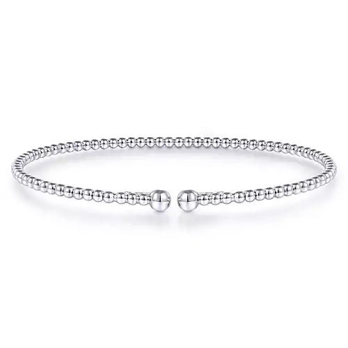 Split 14K White Gold Beaded Bangle - Gaines Jewelers