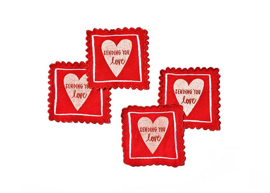 Stamp Of Love Cocktail Napkin, Set Of 4 - Gaines Jewelers