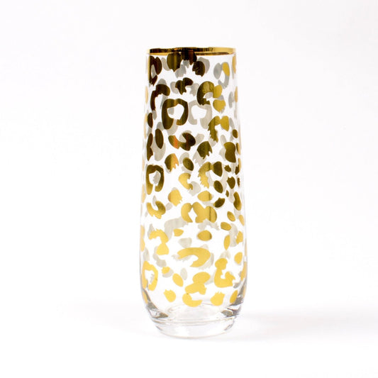 Stemless Champagne Glass - Gold Leopard - Gaines Jewelers