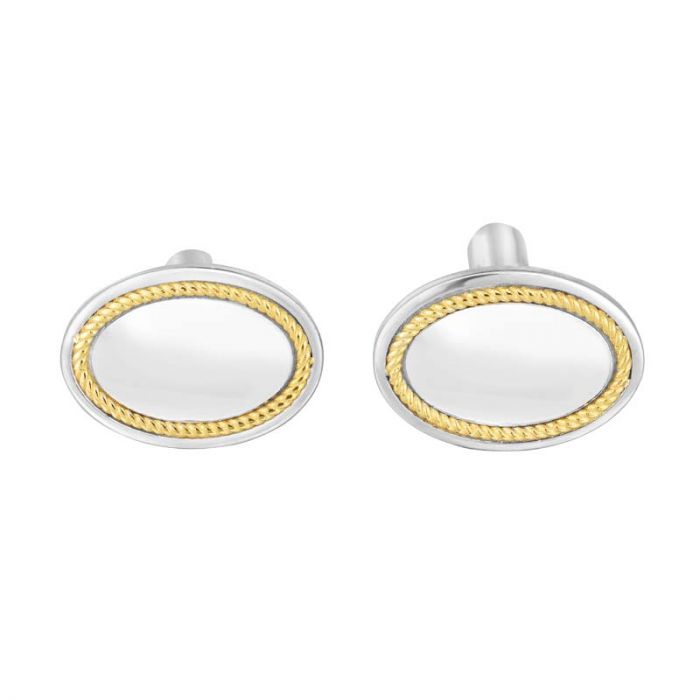 Sterling Silver, 18K Gold Oval Cufflinks - Gaines Jewelers