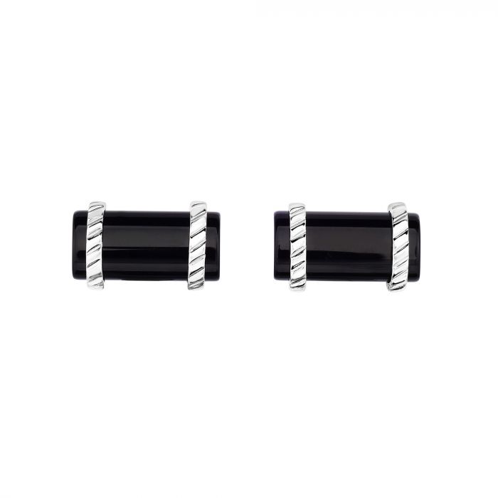 Sterling Silver Men's Cuff Link with black onyx - Gaines Jewelers