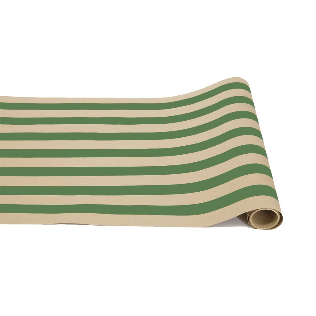 Table Runner-Kraft Green Classic Stripe - Gaines Jewelers