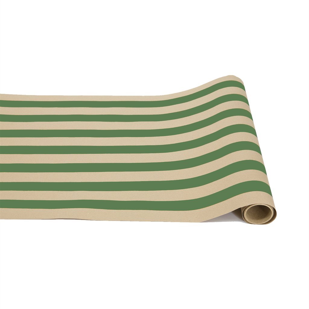 Table Runner-Kraft Green Classic Stripe - Gaines Jewelers