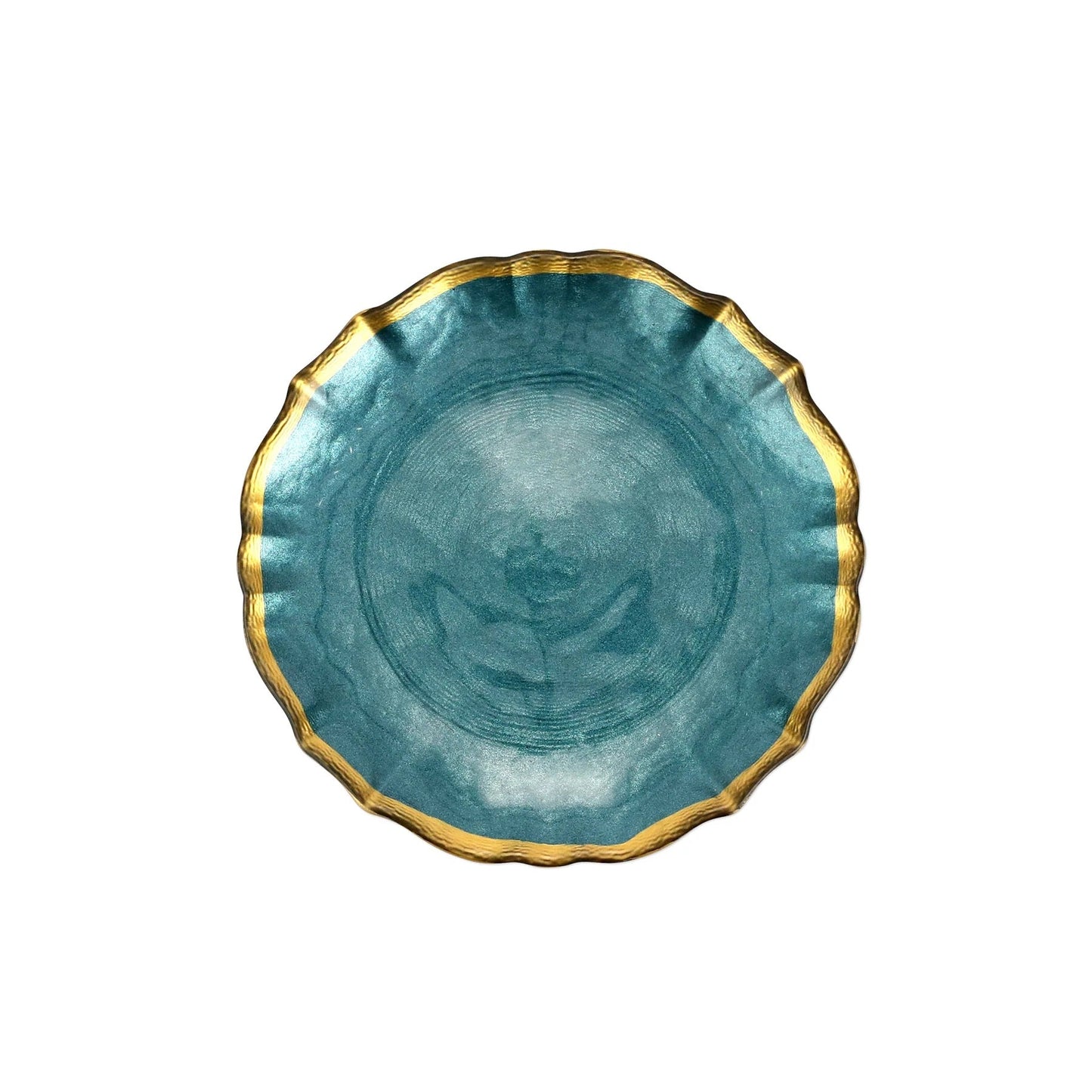 Teal Cocktail Plate-Baroque Glass - Gaines Jewelers