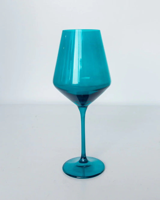 Teal Wine Stemware - Estelle Colored Glass - Gaines Jewelers