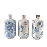 Terracotta Vase with Blue & White Pattern - Gaines Jewelers