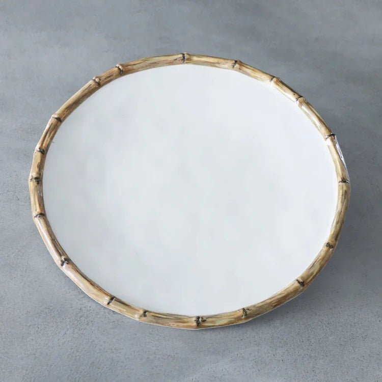 VIDA Bamboo 11" Dinner Plate Set of 4 White and Natural - Beatriz Ball - Gaines Jewelers