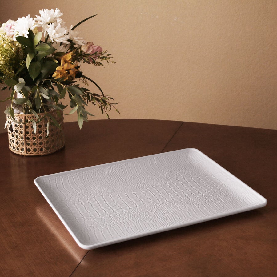 VIDA Croc Extra Large Rectangular Tray White - Gaines Jewelers