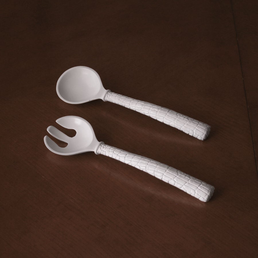 VIDA Croc Salad Servers White - Gaines Jewelers