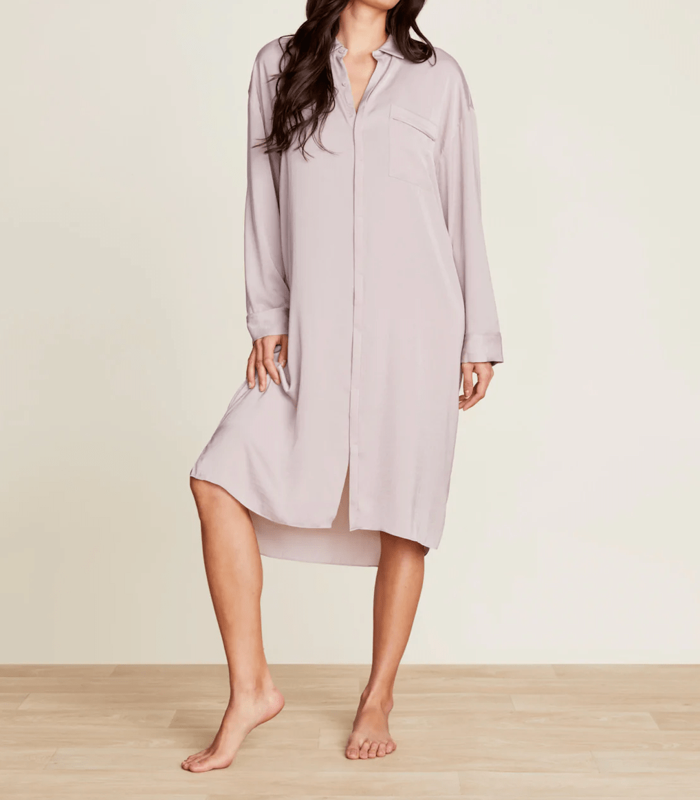 Washed Satin Piped Nightshirt with Love Embroidery - Gaines Jewelers
