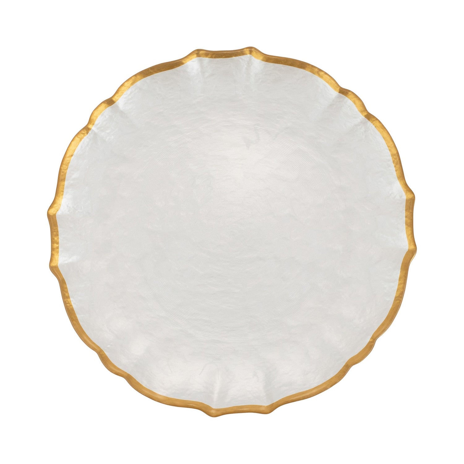 White Dinner Plate-Baroque Glass - Gaines Jewelers