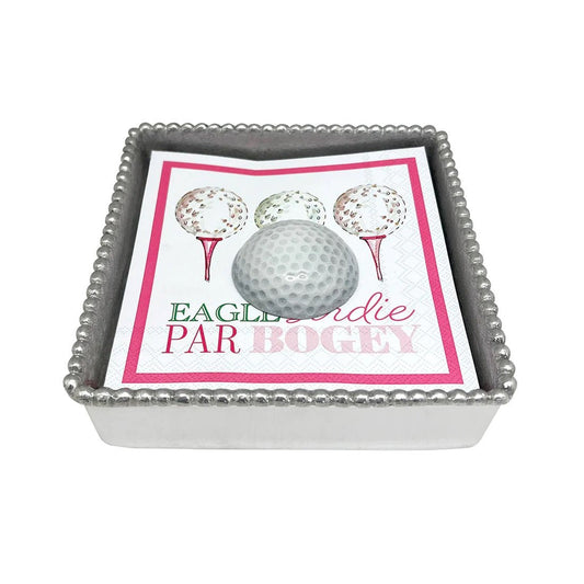 White Golf Ball Beaded Napkin Box Set - Gaines Jewelers