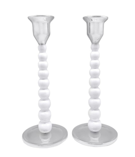 White Pearled Candle Holder Set - Gaines Jewelers